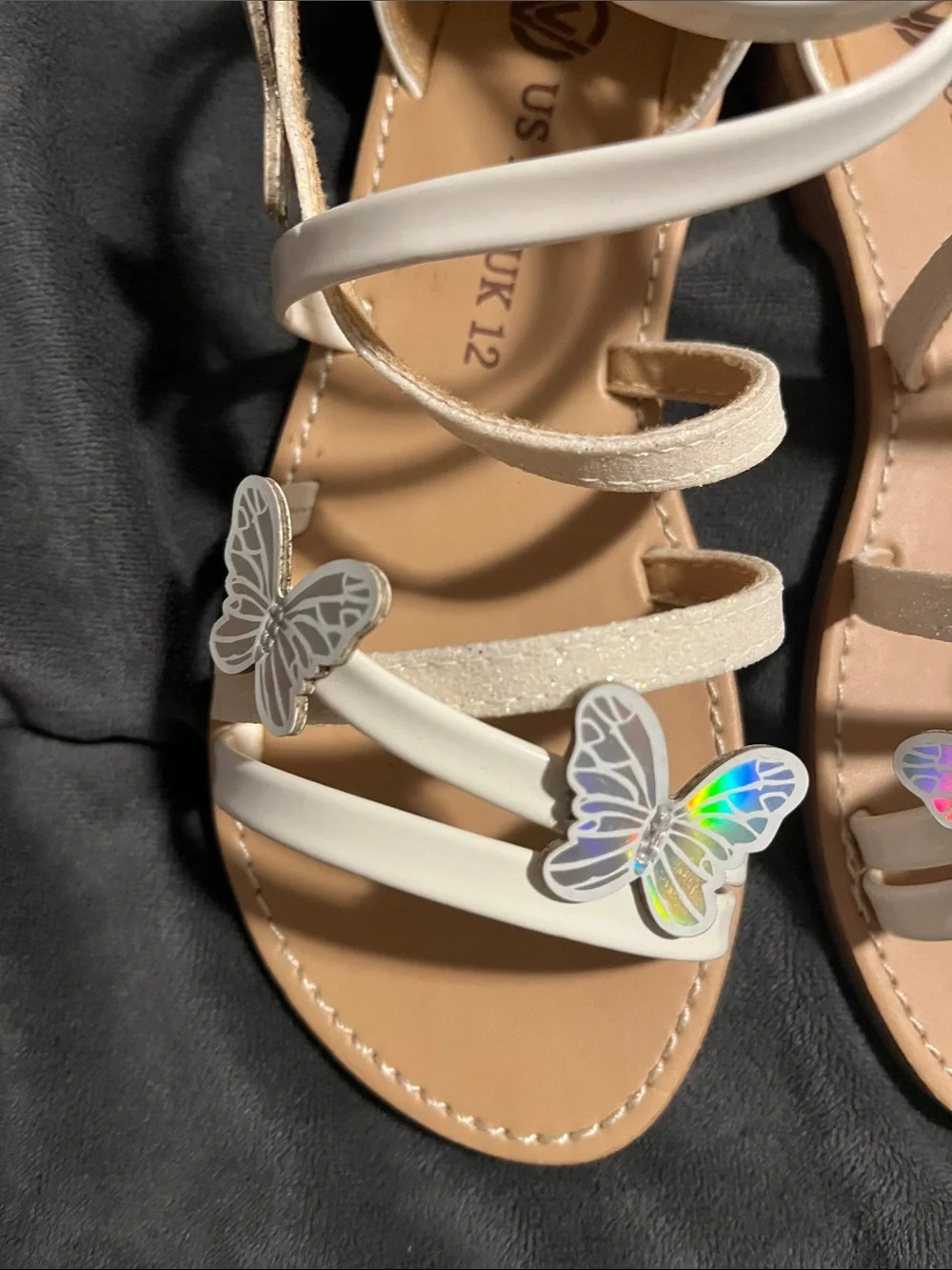 Girls White Butterfly Gladiator Sandals